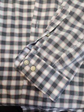 Express Extra Slim Fit Gray Red Plaid Button Down Shirt Men’s M